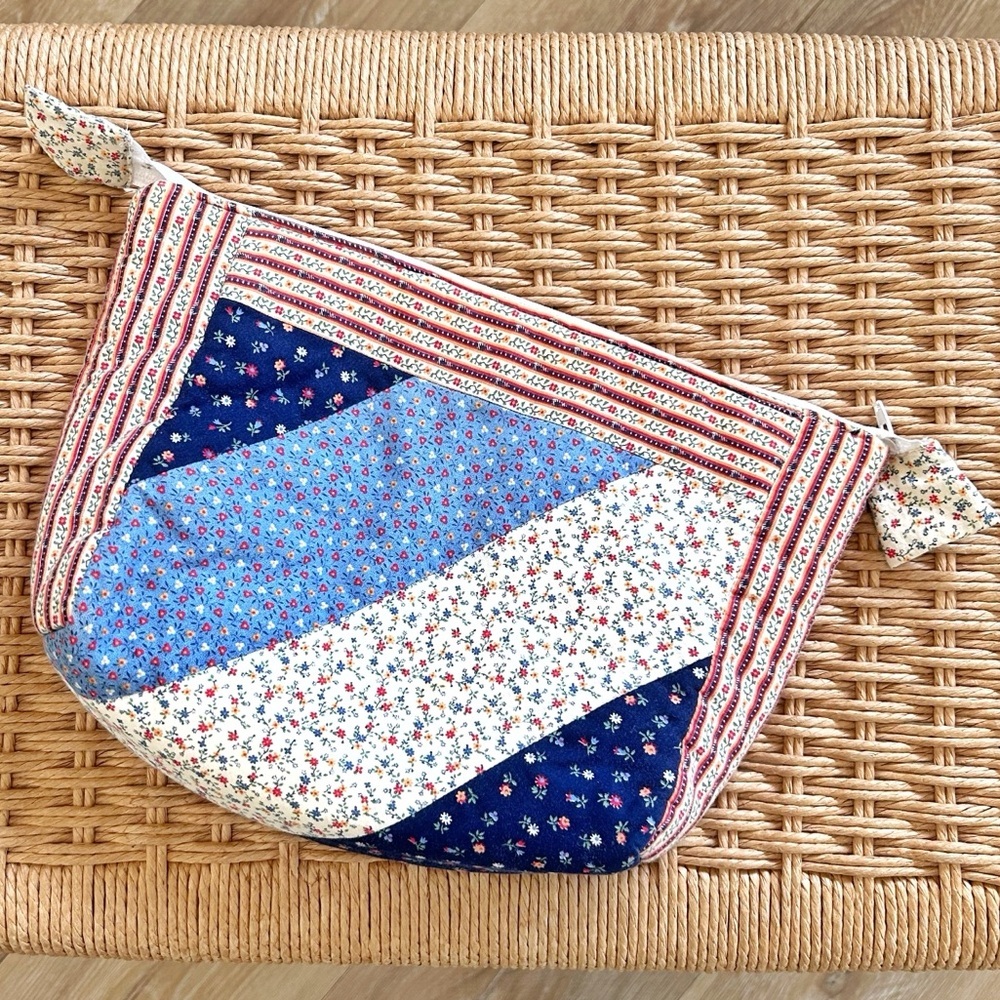 Vintage Cotton Quilted Makeup/Travel Bag | Patchwork Floral